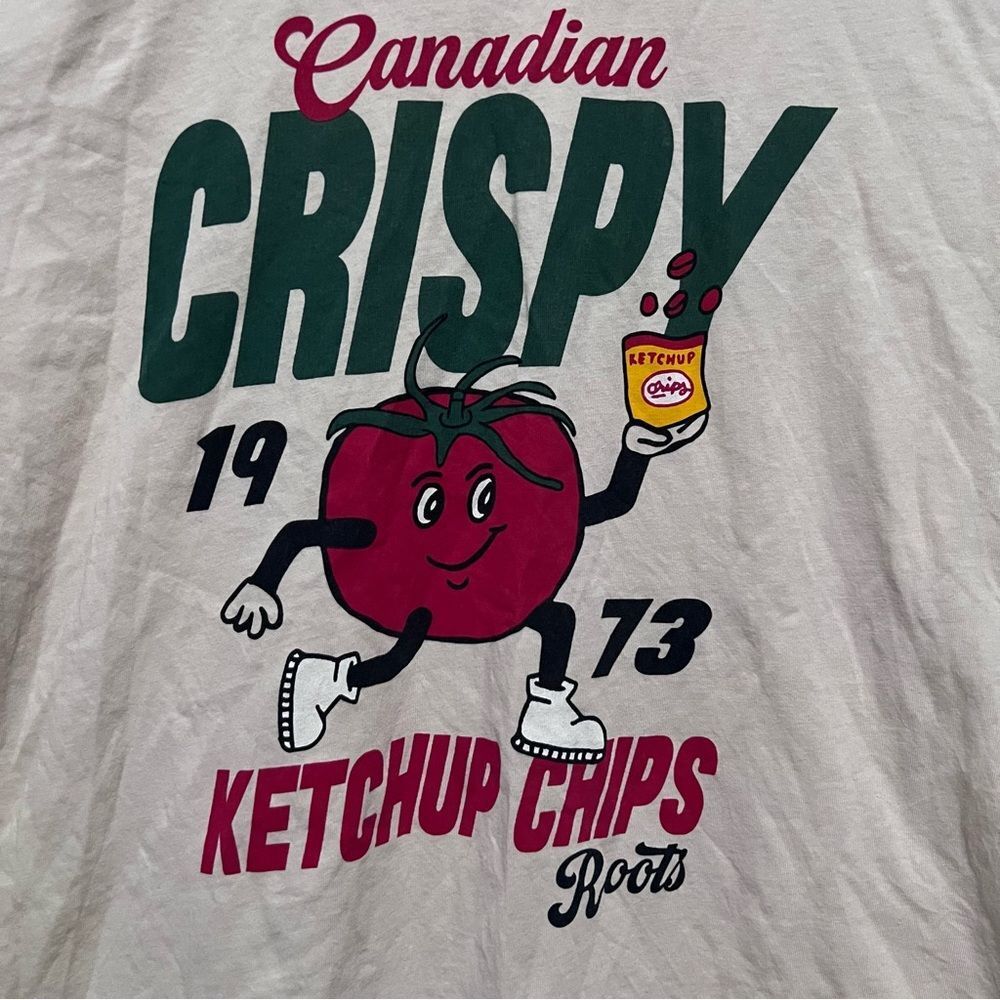 Roots Canadian Crispy Ketchup Chips Tee Size 11-12 - Picture 2 of 3